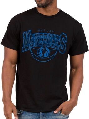 Junk Food Clothing Black Dallas Mavericks Logo Tee with Blue Print Unisex
